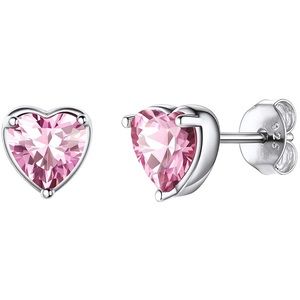 Heart Birthstone Sterling Silver Earrings
